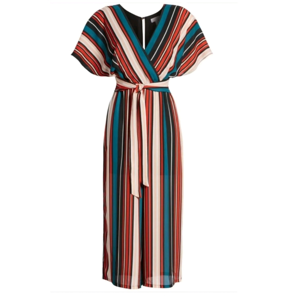 Leith Striped Tie Waist Wide Leg Cropped Jumpsuit - Picture 4 of 13